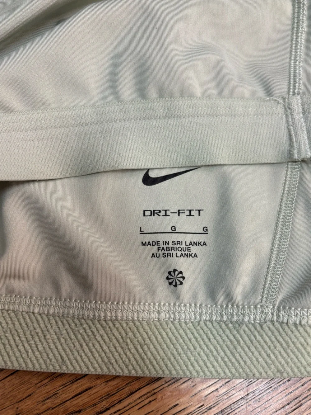 Nike Sage Green Racerback Sports Bra with White Swoosh